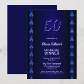 50歳の誕生日ディナー ブラック＆ブルーパーティー 招待状 (正面/裏面)