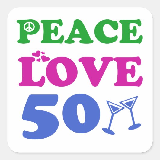 50歳の誕生日デザイン スクエアシール (正面)
