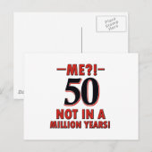 50歳の誕生日デザイン ポストカード (正面/裏面)