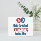 50歳の誕生日デザイン ポストカード (スタンド正面)