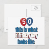 50歳の誕生日デザイン ポストカード (正面/裏面)