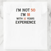 50歳の誕生日デザイン 楕円形シール (バッグ)