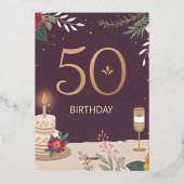50歳の誕生日デジタル招待状 箔招待状 (裏面)