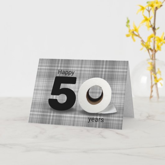 50歳の誕生日トイレ転が紙オン カード (黄色い花)