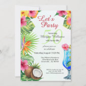 50歳の誕生日トロピカルサマー食事＆カクテルパーティー 招待状 (正面)