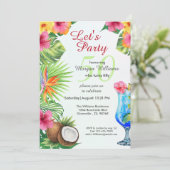 50歳の誕生日トロピカルサマー食事&コックテールパーティー 招待状 (スタンド正面)