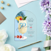 50歳の誕生日トロピカルブルーパイナップルコラダパーティー アクリル招待状 (インサイチュ (ウェディング))