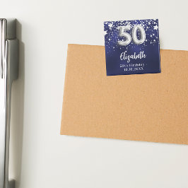 50歳の誕生日ネイビー・ブルー・シルバー・スターズ マグネット