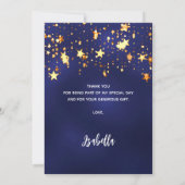 50歳の誕生日ネイビー・ブルー・金ゴールド・スターズ写真 サンキューカード (裏面)