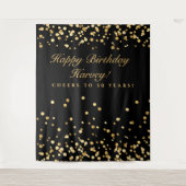 50歳の誕生日バックドロップ、ブラックとゴールドのフォトブース タペストリー (正面)