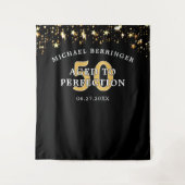 50歳の誕生日バックドロップ 完璧な老成 黒 タペストリー (正面)
