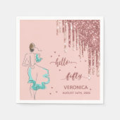 50歳の誕生日バラ金ゴールドグリッタードリップハロー50名 スタンダードカクテルナプキン (正面)