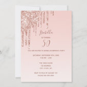 50歳の誕生日バラ金ゴールドドレスグリッタードリップ 招待状 (裏面)