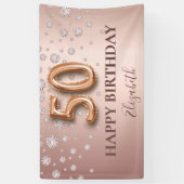 50歳の誕生日バラ金ゴールドバルーンスクリプト 横断幕 (縦)