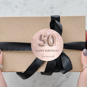 50歳の誕生日バラ金ゴールドピンク ラウンドシール