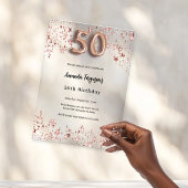 50歳の誕生日バラ金ゴールド星澄んパーティー アクリル招待状