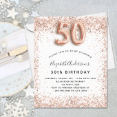 50歳の誕生日バラ金ゴールド白人予算の招待 チラシ