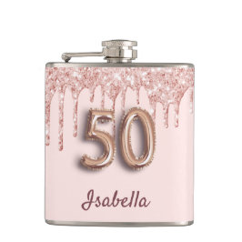 50歳の誕生日バラ金ゴールド赤面友だち フラスク