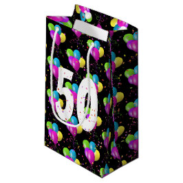 50歳の誕生日バルーンと紙吹雪 スモールペーパーバッグ