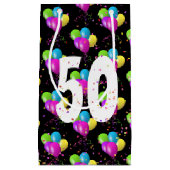 50歳の誕生日バルーンと紙吹雪 スモールペーパーバッグ (正面)