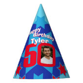 50歳の誕生日パーソナライズされた写真スター名hat パーティーハット (正面)