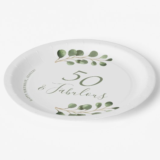 50歳の誕生日パーソナライズされた名 ペーパープレート (アングル)