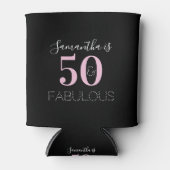 50歳の誕生日パーソナライズブラックピンク 缶クーラー (正面)