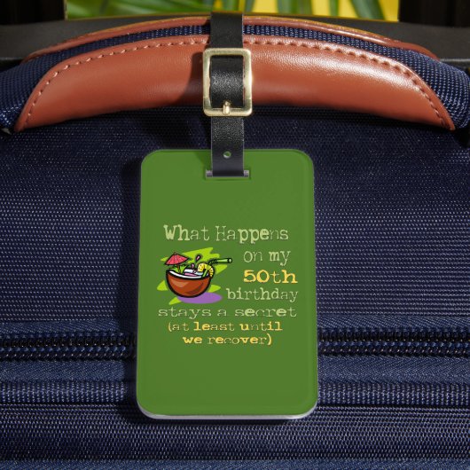 50歳の誕生日パーティギフト。私の50日に何が起こるか ラゲッジタグ (正面インサイチュ2)