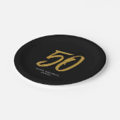 50歳の誕生日パーティパーソナライズされた金ゴールド ペーパープレート (アングル)