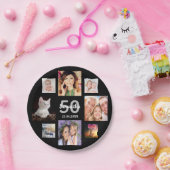 50歳の誕生日パーティフォトコラージュ女性ブラック ペーパープレート (パーティー)