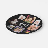 50歳の誕生日パーティフォトコラージュ女性ブラック ペーパープレート (アングル)