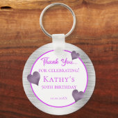 50歳の誕生日パーティーが紫と銀に キーホルダー (正面)