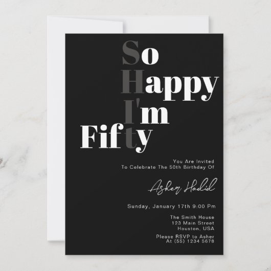 50歳の誕生日パーティーだから嬉しい 招待状 (正面)