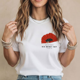 50歳の誕生日パーティーに赤いフラメンコダンサーの扇子 Tシャツ