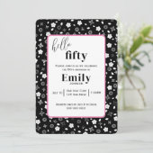 50歳の誕生日パーティーのための白黒のポシー 招待状 (スタンド正面)