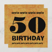 50歳の誕生日パーティーのグランジ金ゴールドW1443A 招待状 (正面/裏面)