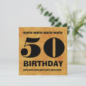 50歳の誕生日パーティーのグランジ金ゴールドW1443A 招待状 (スタンド正面)