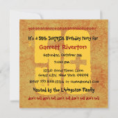 50歳の誕生日パーティーのグランジ金ゴールドW1443A 招待状 (裏面)