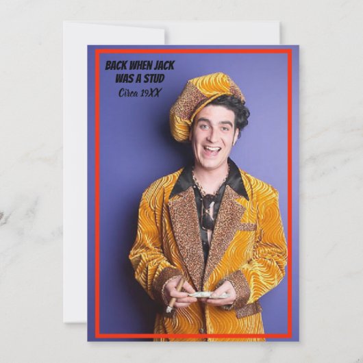 50歳の誕生日パーティーのケーキが燃えているマイルストーン写真 招待状 (裏面)