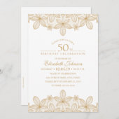 50歳の誕生日パーティーのゴユニークールデンレース 招待状 (正面/裏面)