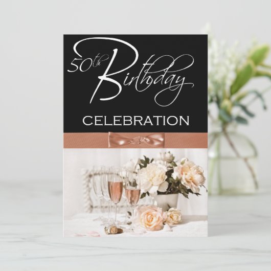 50歳の誕生日パーティーのパーソナライズされた招待状 招待状 (スタンド正面)