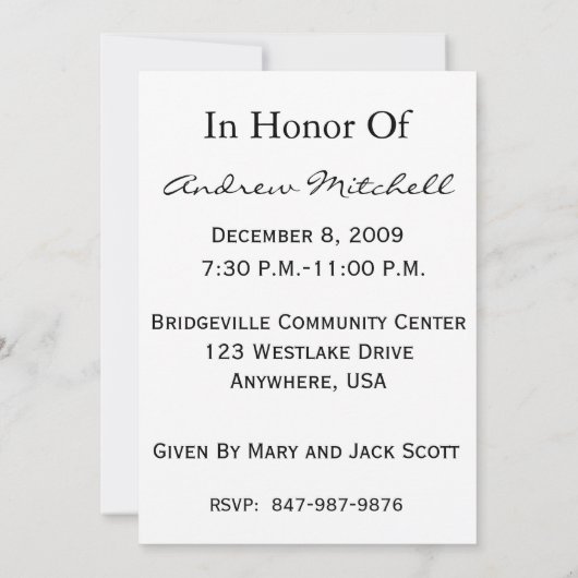 50歳の誕生日パーティーのパーソナライズされた招待状 招待状 (裏面)