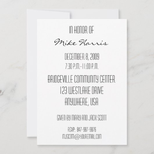 50歳の誕生日パーティーのパーソナライズされた招待状 招待状 (裏面)