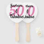50歳の誕生日パーティーのピンクカスタム色 ハンドファン (正面&裏面)