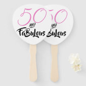 50歳の誕生日パーティーのピンクカスタム色 ハンドファン (正面&裏面)