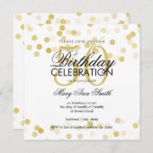 50歳の誕生日パーティーのフェイク金箔グリッター灯 招待状 (正面/裏面)