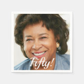 50歳の誕生日パーティーのフォトスクリプトの女性 スタンダードカクテルナプキン (正面)