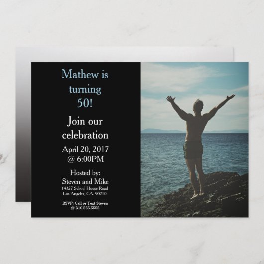 50歳の誕生日パーティーのフォト招待状 招待状 (正面/裏面)