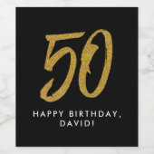 50歳の誕生日パーティーのブラック金ゴールドのお願い ワインラベル (シングルラベル)