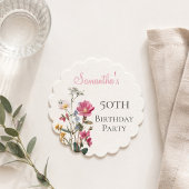 50歳の誕生日パーティーのワイルドフラワー ペーパーコースター
